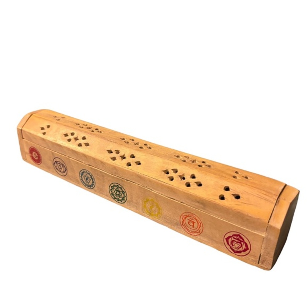 7 Chakra Raw Rosewood Incense Coffin Burning Box